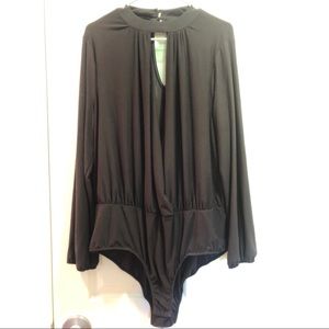 Plus size Black Plunge Bodysuit